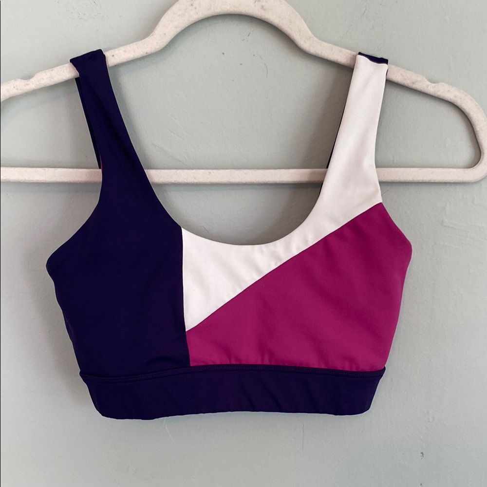 Wilo Women’s Colorblock Sports Bra - Purple, Pink, and White size XS